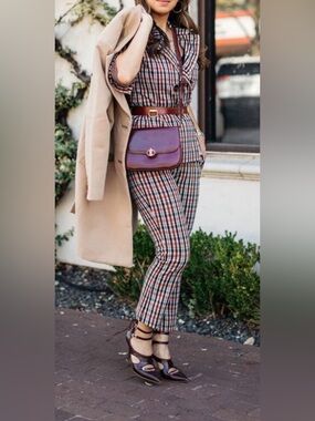 CAbi Jazzy Jacket Toffee Plaid Double Breasted Tartan Blazer and Matching Pants